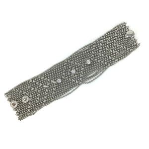 Silver Ball Chain Cuff Bracelet with Rhinestones